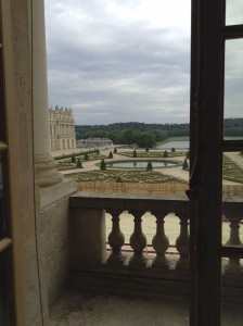 A view of the gardens from a bedroom at Versailles.