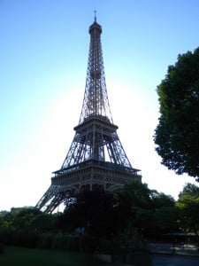 The Eiffel Tower up closer, from the Seine.