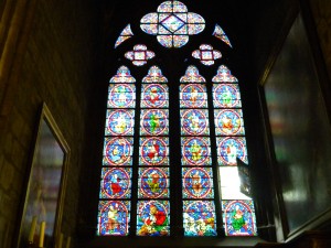 Some of the stained glass in the Cathedral of Notre Dame.