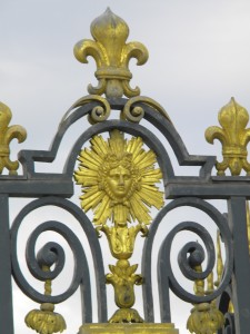 The "Sun King" motif was everywhere; Louis XIV, the Sun King, started the expansion of Versailles from "hunting lodge" to the palace we know today.