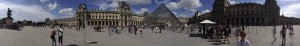 A panorama of the plaza outside the Louvre complex . . . it is HUGE.