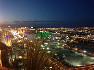 The Las Vegas strip, as seen from the balcony of the House of Blues Foundation Room at Mandalay Bay Hotel and Casino